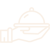 Illustration of a hand holding a covered serving dish.