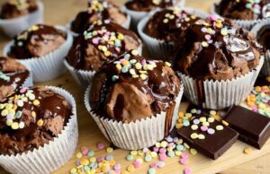 closeup shot of muffins with sprinklers