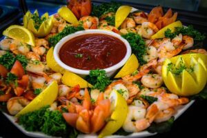 closeup shot of a shrimp platter